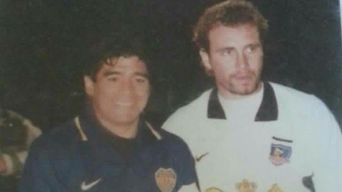 Maradona junto a Marcelo Barticciotto.