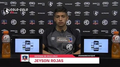 Jeyson Rojas habló en conferencia de prensa | Foto: Captura Colo Colo TV.