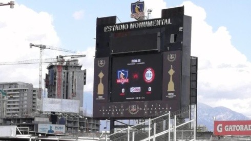 Así luce por ahora el tablero marcador del Estadio Monumental.