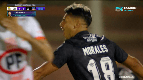 Morales celebra su gol ante Cobresal.