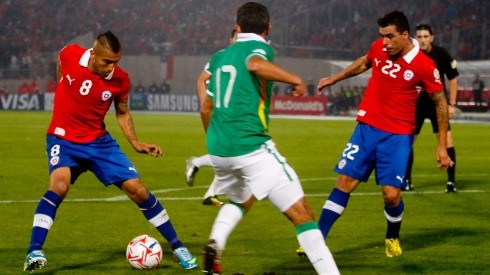 Vidal celebra el gol de Paredes en Coquimbo