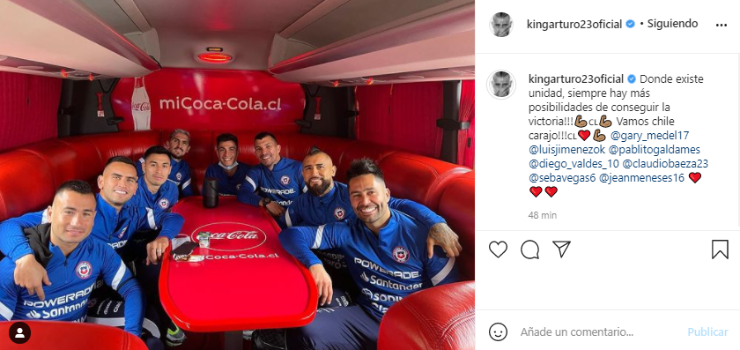 Mensaje de Arturo Vidal en Instagram.