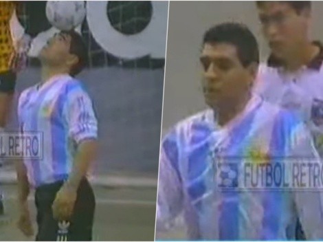 Joya de archivo de Maradona jugando baby fútbol ante Colo Colo en 1994