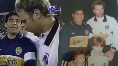 Maradona junto a Barticciotto por la Supercopa 1997.