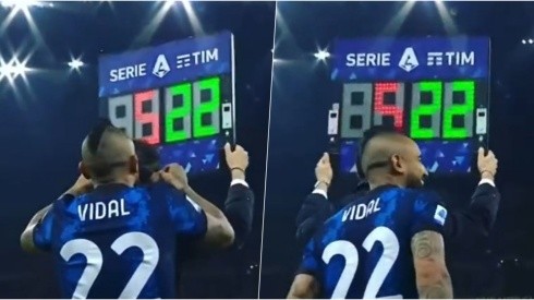 Vidal y su broma al cuarto árbitro.