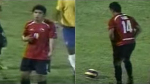 Felipe Flores y Arturo Vidal en el penal contra Brasil