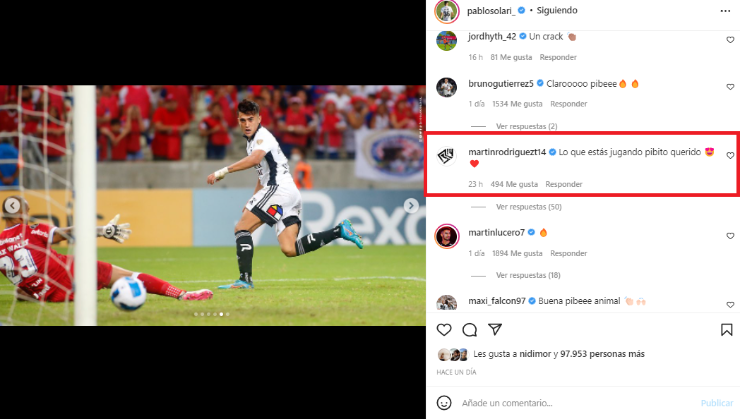 El saludo de Rodríguez a Solari. | Foto: Captura.