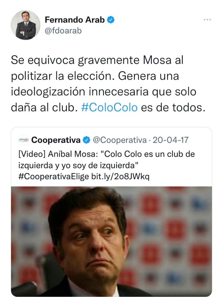 Fernando Arab en su cuenta de Twitter