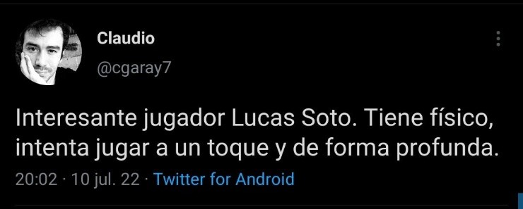 Hinchas enloquecen con el partido de Lucas Soto | Imagen: Twitter