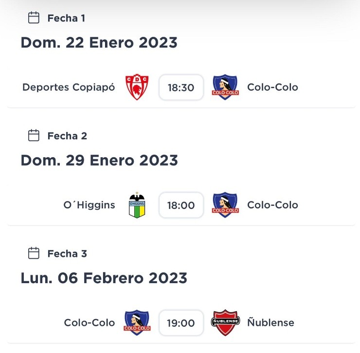 ANFP programa los primeros tres partidos de Colo Colo en el Campeonato Nacional.