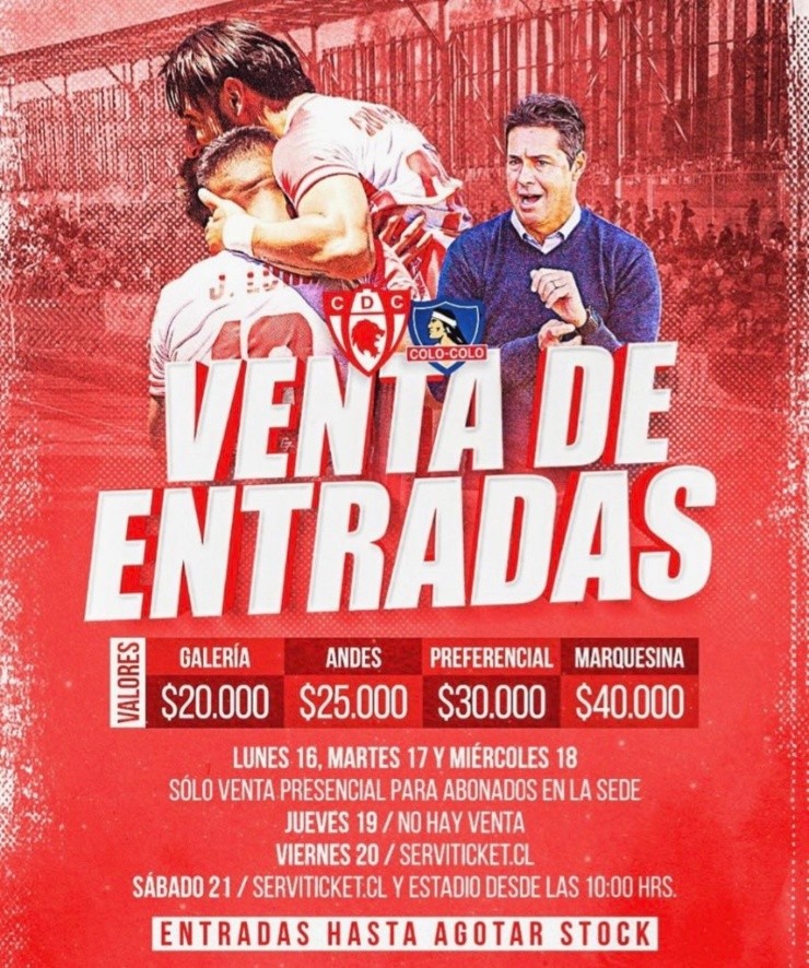 El precio de las entradas para el partido entre Colo Colo y Deportes Copiapó. (Foto: Club Deportes Copiapó)