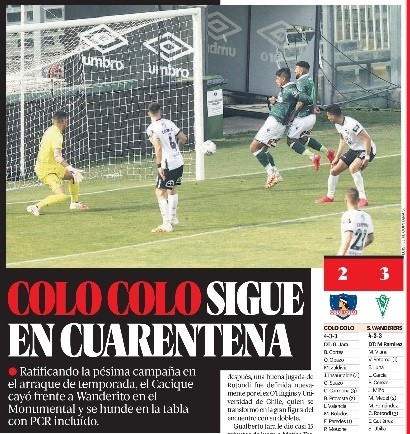 Portada de La Cuarta tras la caída sobre Wanderers Portada de La Cuarta tras la caída sobre Wanderers