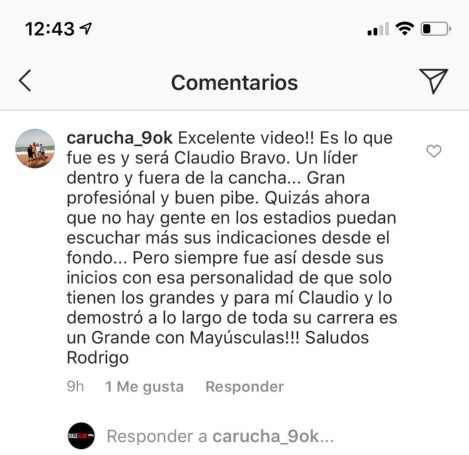El mensaje de Carucha para su ex compañero Claudio Bravo.