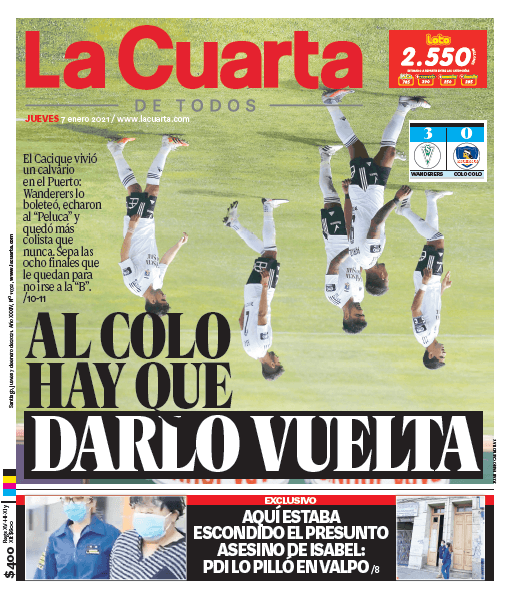 Portada de La Cuarta del jueves 7 de enero.