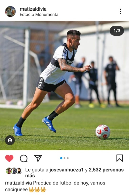 La publicación de Matías Zaldivia donde muestra su práctica de fútbol / FOTO: Instagram