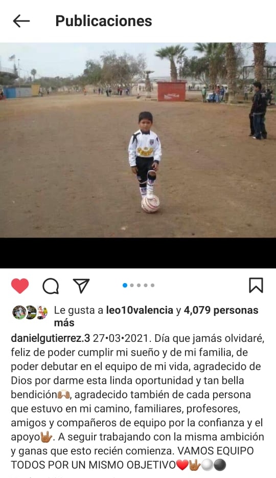 El mensaje de Daniel Gutiérrez tras su debut / FOTO: Instagram