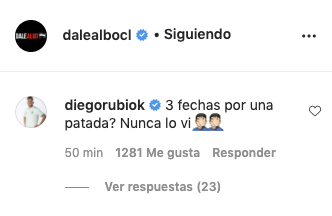 Diego Rubio reaccionó a la sanción de Matías Zaldivia.