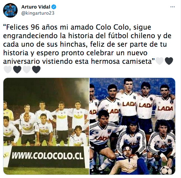 Arturo Vidal saludó al Cacique en su aniversario / FOTO: Twitter