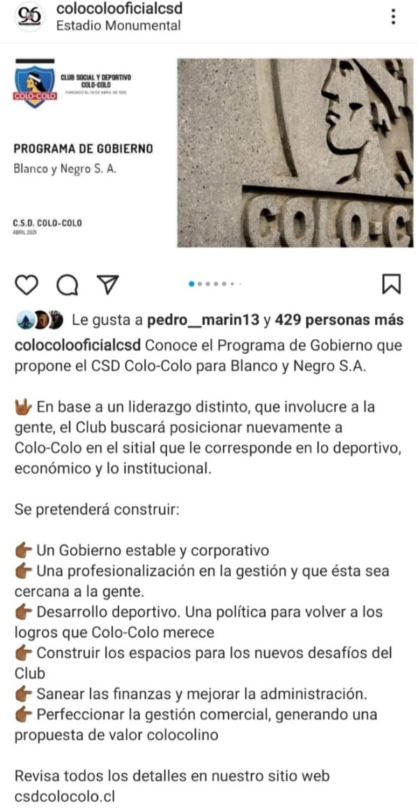 CSD Colo Colo presentó su proyecto | Foto: captura