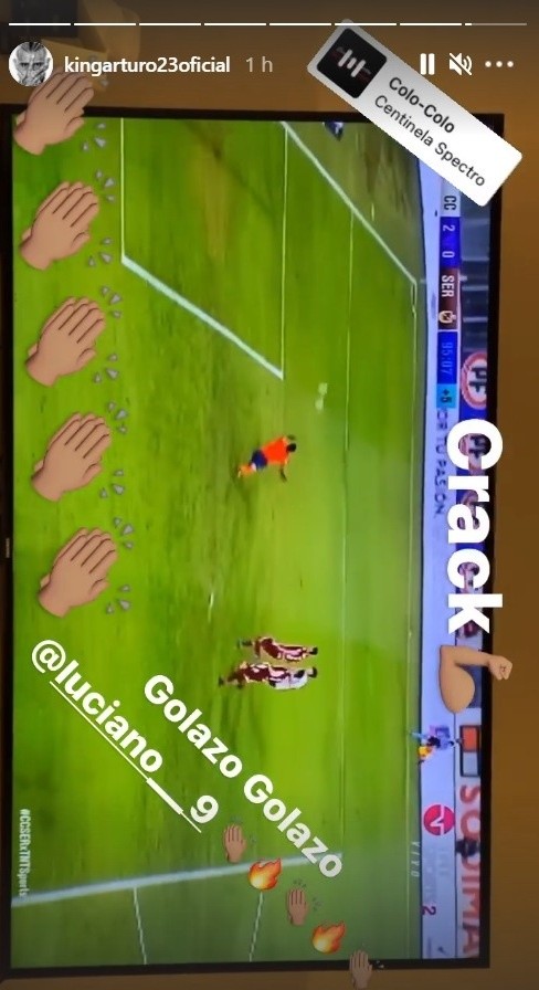 El mensaje de Arturo Vidal para Luciano Arriagada en Instagram.