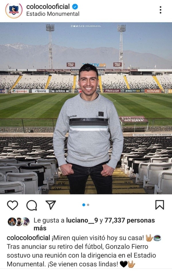 El anuncio de Colo Colo sobre Gonzalo Fierro.