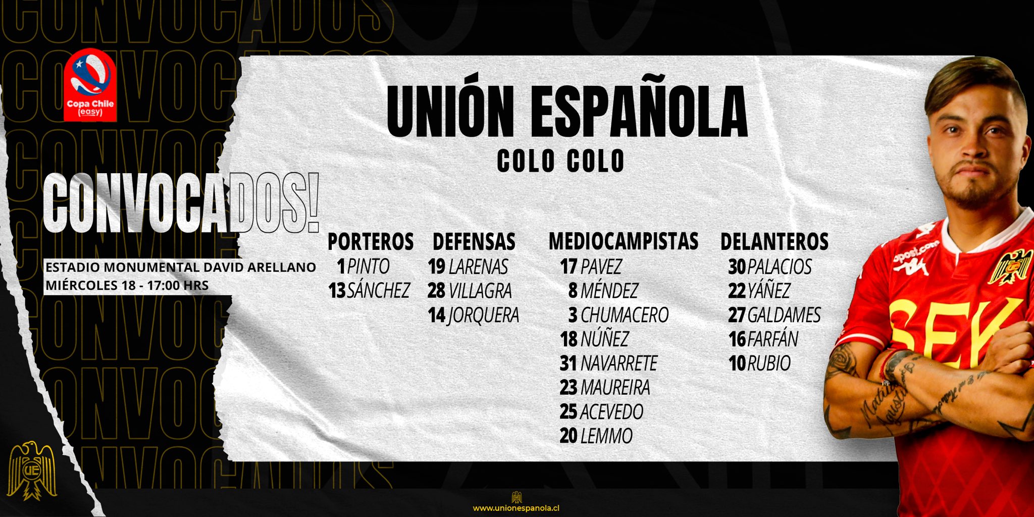 Unión Española entregó la lista de citados | Foto: captura