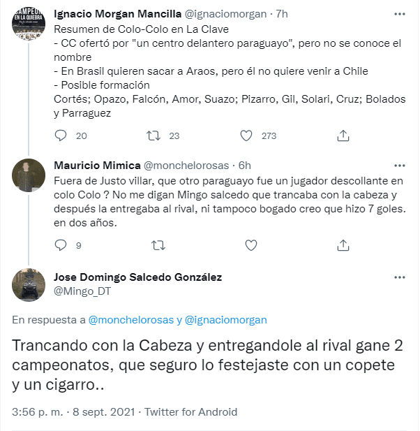 Respuesta de José Domingo Salcedo en Twitter.