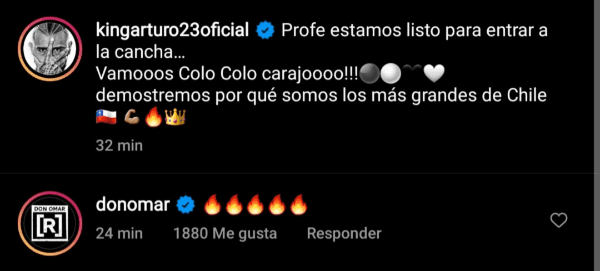 El saludo de Don Omar a Arturo Vidal a horas del Superclásico. | Foto: Captura.