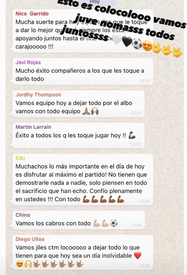 El apoyo de los juveniles a sus compañeros.