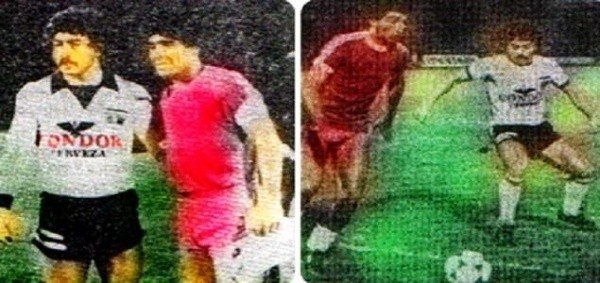 Diego Maradona visitó por primera vez Chile para competir en un amistoso contra Colo Colo. Fuente: Ciudad del Deporte