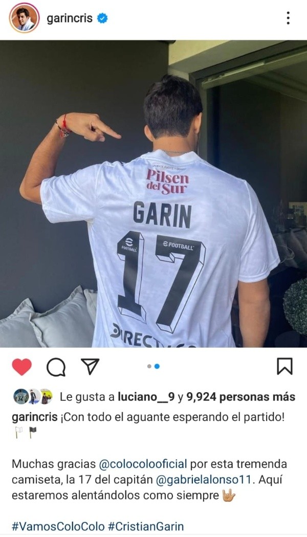 El mensaje de Garín para alentar a Colo Colo.