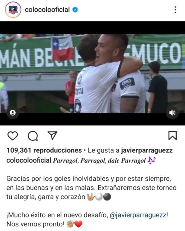 Colo Colo destacó el paso de Parraguez por Colo Colo.