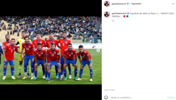 La publicación de Gabriel Suazo en su Instagram. | Foto: Captura.