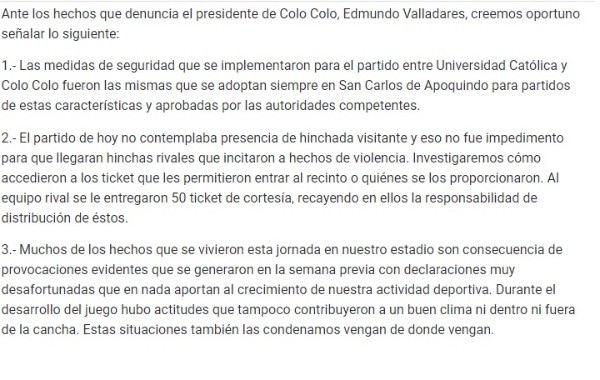 Comunicado oficial de Cruzados