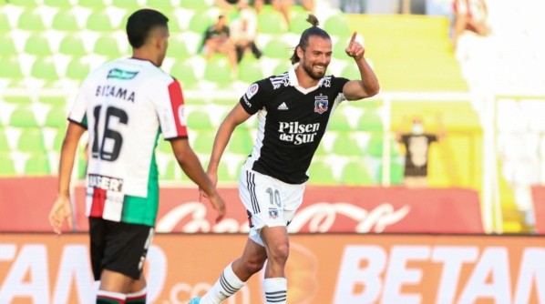 Christian Santos marcó su primer y único gol en Colo Colo ante Palestino | Imagen: Agencia Uno