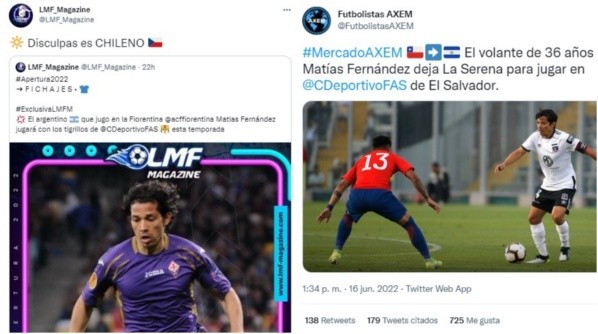 ¿Matías Fernández al fútbol de El Salvador? | Foto: Captura.