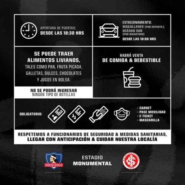 Todo lo que necesitas saber para ingresar al Estadio Monumental | Imagen: Colo Colo
