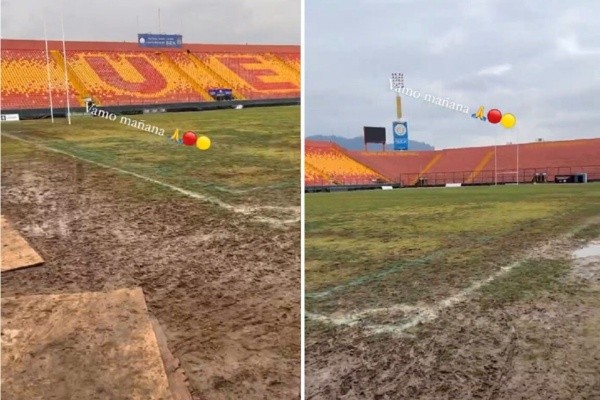 Así quedó la cancha del Santa Laura | Imagen: Instagram Felipe Méndez