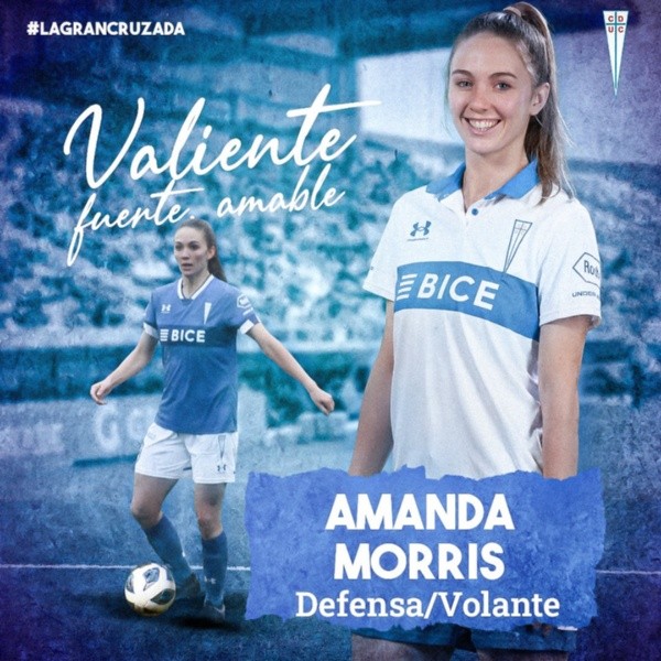 La publicación con que la UC presentó a Amanda Morris. | Foto: Universidad Católica Femenina.