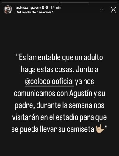 El mensaje de Esteban Pavez en su Instagram personal. | Foto: Captura.