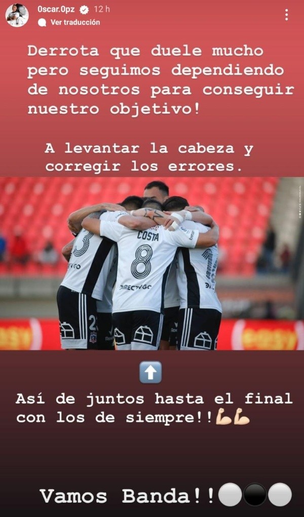 El positivo mensaje de Óscar Opazo | Imagen: Instagram