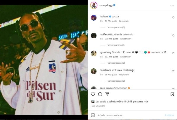 La publicación de Snoop Dogg en su Instagram. | Foto: Captura.