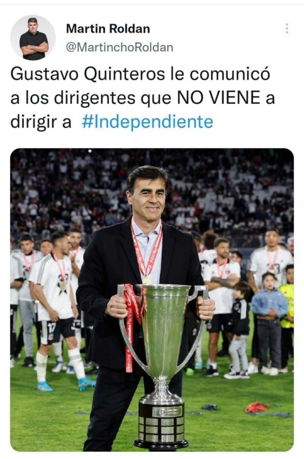 En Argentina aseguran que Gustavo Quinteros no va a Independiente | Imagen: Captura