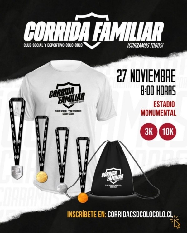 Cada corredor tendrá su polera, bolso y medalla | Imagen: CSD Colo Colo