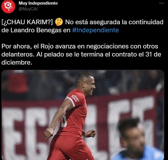 La continuidad de Leandro Benegas en Independiente no está asegurada | Imagen: Captura