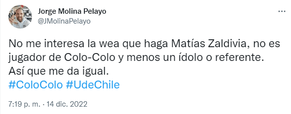 Hinchas reaccionan al traspaso de Matías Zaldivia.
