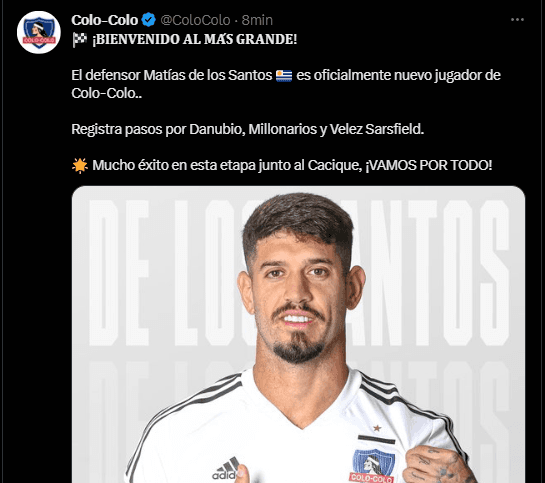 Matías de los Santos es nuevo jugador de Colo Colo