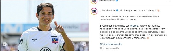 La despedida de Colo Colo a su ídolo. / FOTO: Instagram